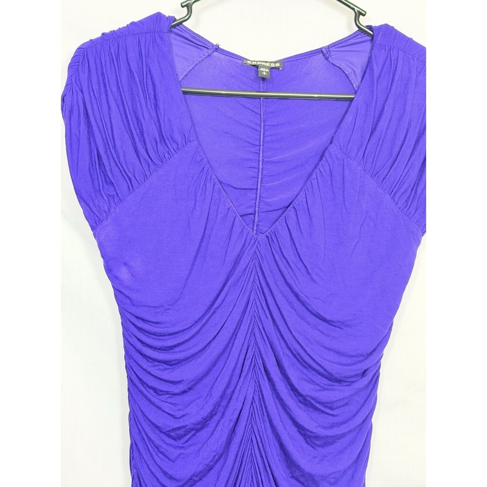 Express Purple Ruched Longline Blouse Top Womens Small Y2K Going Out - Picture 9 of 10